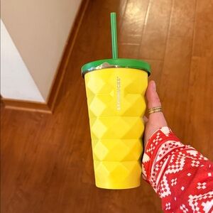 Starbucks Vibrant Yellow Tumbler with Green Lid